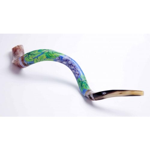 Hand Painted Yemenite Shofar - Grape Cluster