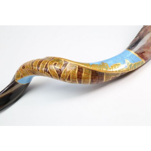 Hand Painted Yemenite Shofar - Jerusalem