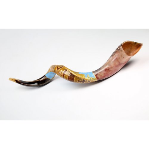 Hand Painted Yemenite Shofar - Jerusalem