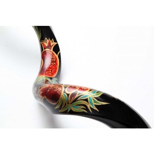 Hand Painted Yemenite Shofar with Pomegranates