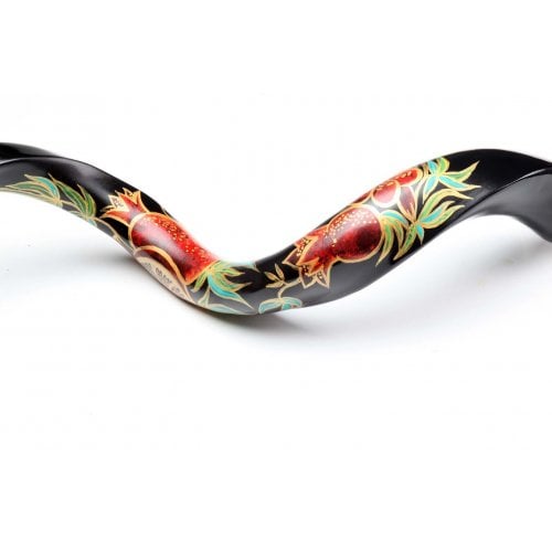 Hand Painted Yemenite Shofar with Pomegranates