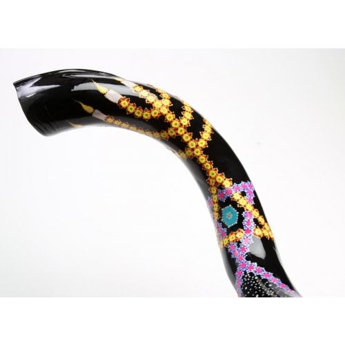 Hand Painted Yemenite Shofar with Star, Menorah and Jerusalem