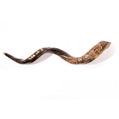 Hand Sculpted Yemenite Shofar - Jerusalem