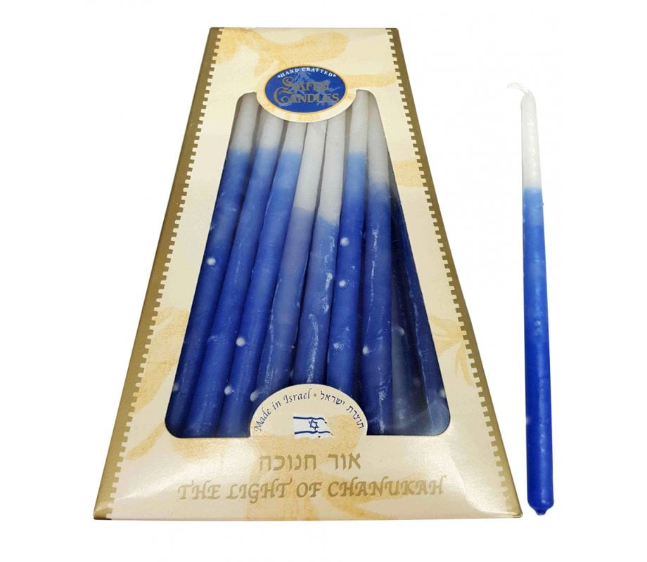 Handcrafted Dripless Decorative Chanukkah Candles - Blue and White