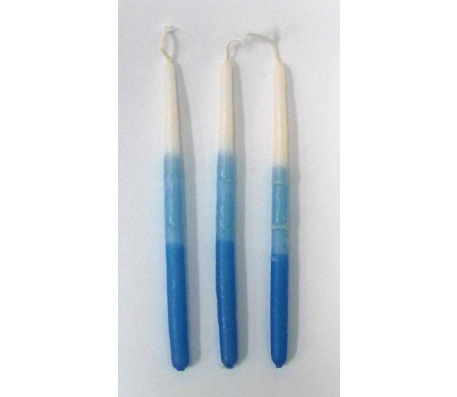 Handcrafted Dripless Decorative Chanukkah Candles - Blue and White
