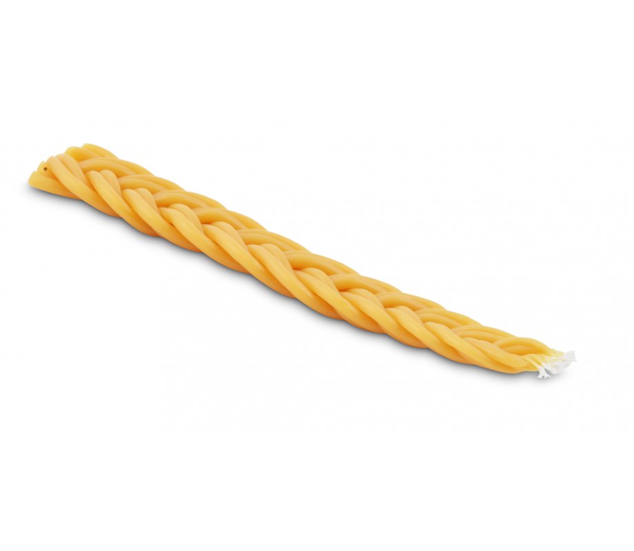 Handcrafted Flat Braided Havdalah Candle - Yellow Gold