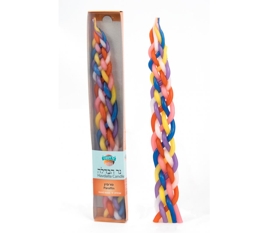 Handmade Braided Beeswax Havdalah Candle - Colorful