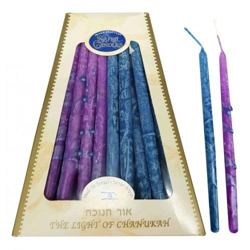 Handmade Dripless Decorative Hanukkah Candles - Purple and Blue Mix