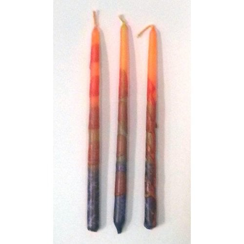 Handmade Dripless Hanukkah Candles - Red and Orange Fiery Colors
