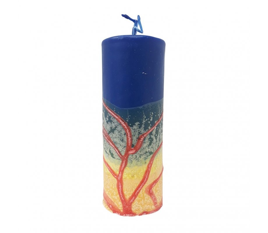 Handmade Pillar Havdalah Candle, Blue Yellow Green and More - Various Sizes