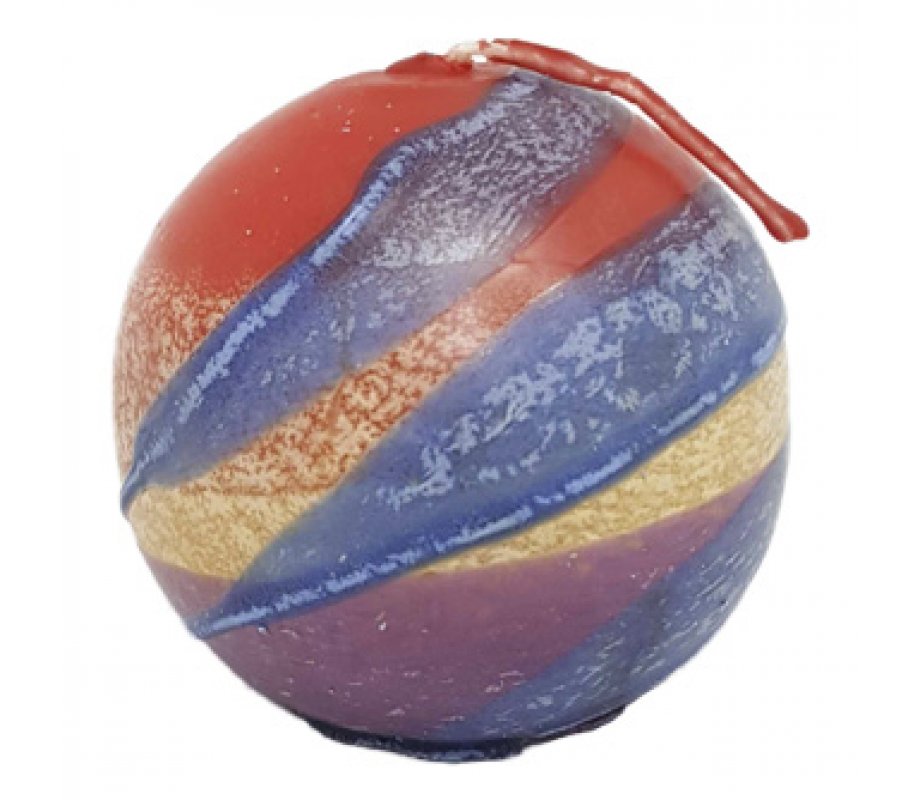 Handmade Round Decorative Candle - Orange Yellow, Purple and Blue