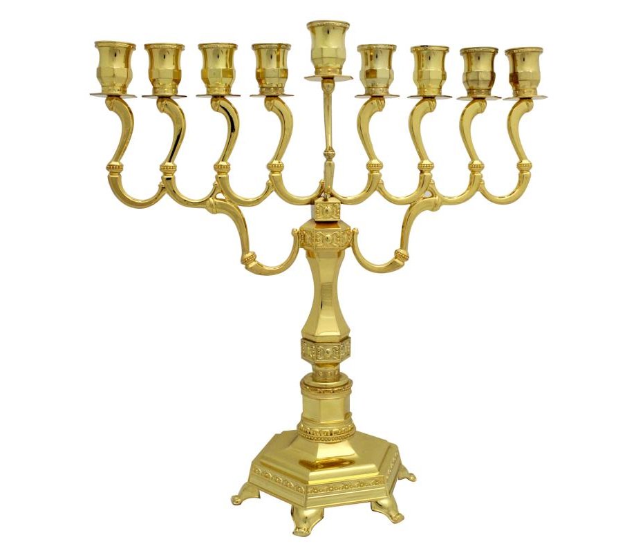 Hanukkah Menorah with Curving Branches - Gold Color