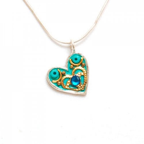 Heart Necklace in Turquoise by Ester Shahaf