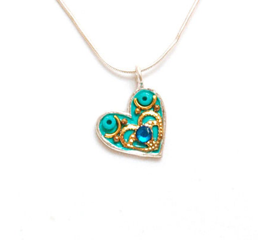 Heart Necklace in Turquoise by Ester Shahaf