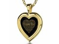 I Love You Framed Heart Pendant By Nano - Gold Plate