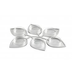 Israel Museum Anodized Aluminum Passover Seder Plate - Leaf Design with Glass Plates