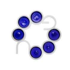 Israel Museum Anodized Aluminum Passover Seder Plate - Silver with Pesach Letters, Blue Plates