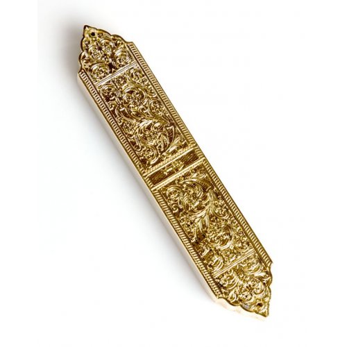 Israel Museum Gold Color Mezuzah Case - Replica of Marrakesh Menorah