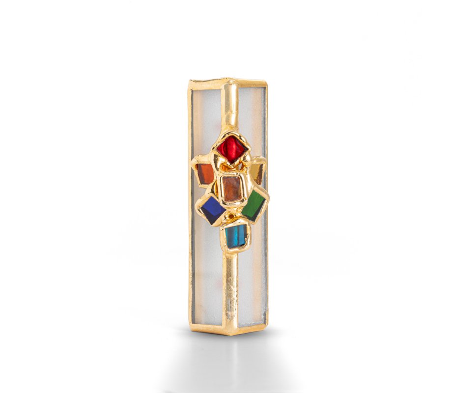 Israel Museum Mezuzah Case, Metal and Glass - Colorful Cluster