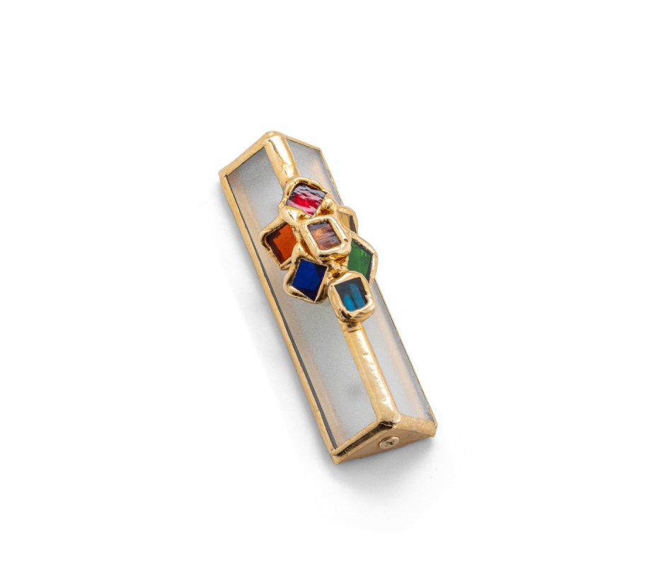 Israel Museum Mezuzah Case, Metal and Glass - Colorful Cluster