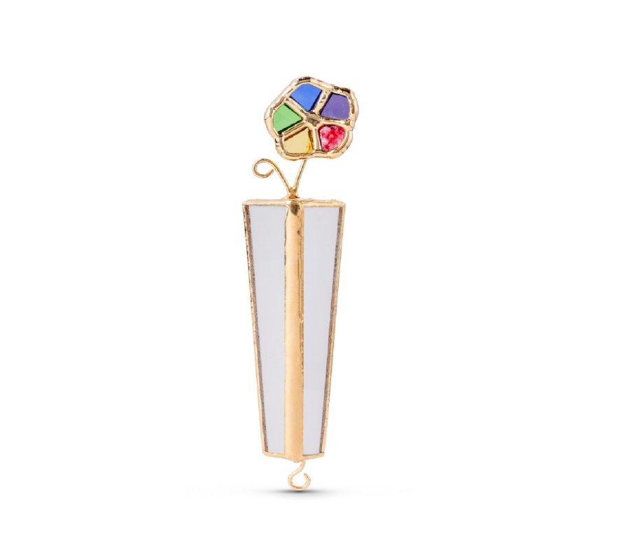 Israel Museum Mezuzah Case, Metal and Glass - Colorful Flower