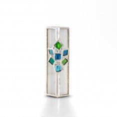 Israel Museum Mezuzah Case, Metal and Glass - Turquoise Cluster