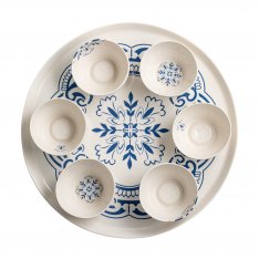 Israel Museum Porcelain Passover Seder Plate - Blue and White Floral Design