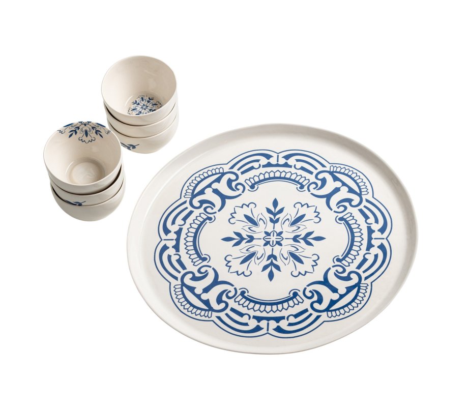 Israel Museum Porcelain Passover Seder Plate - Blue and White Floral Design