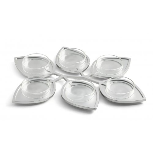 Israel Museum Silver Anodized Aluminum Raised Passover Seder Plate - Leaf Design