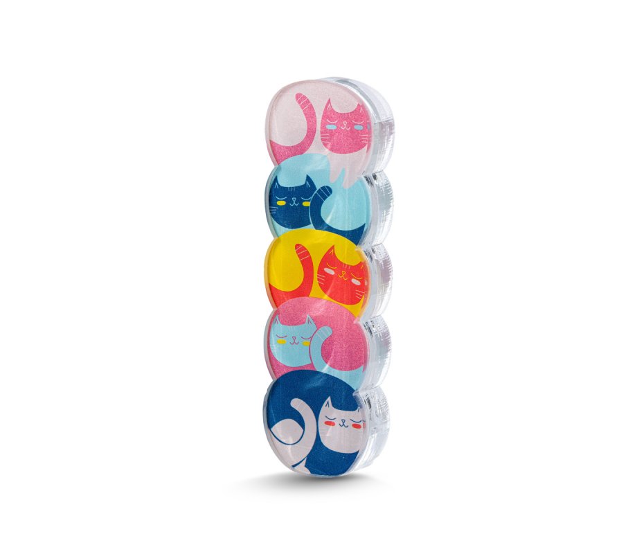 Israel Museum Small Acrylic Mezuzah Case, Happy Cats