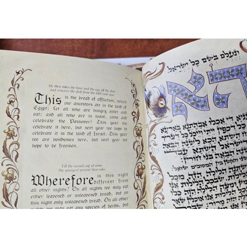 Jack Jaget Pessach Haggadah with Craftsman Hand Bound Antique Style Cover-Small