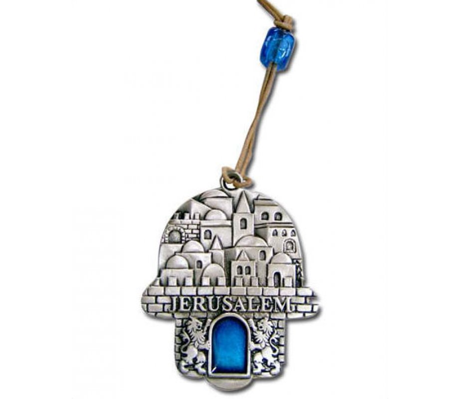 Jerusalem Hamsa with Blue Stone 1 in stock