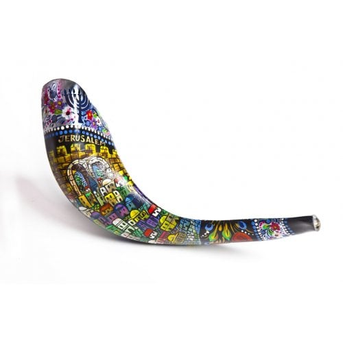 Jerusalem Hand Painted Ram's Horn Shofar