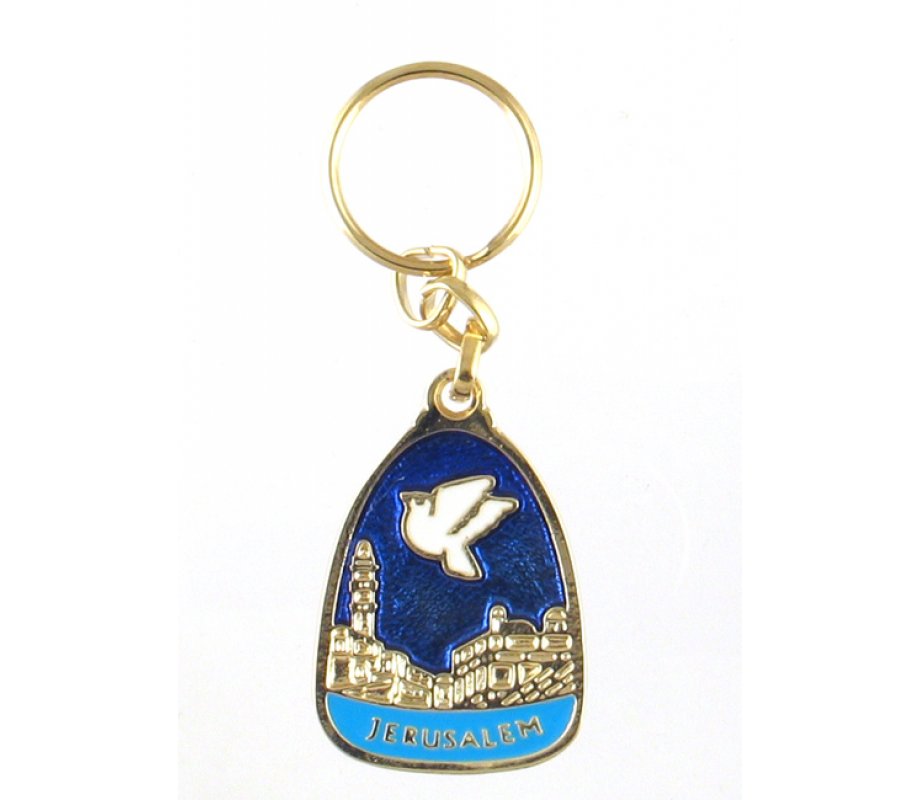 Jerusalem Keychain with Dove of Peace