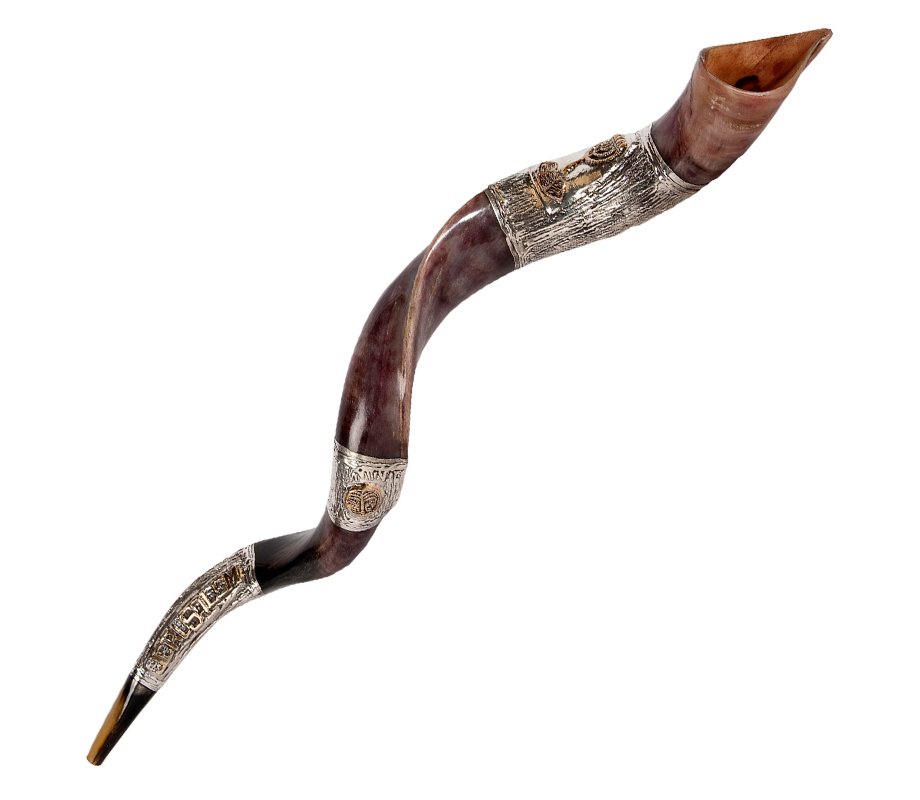 Jerusalem Motif Sterling Silver Yemenite Shofar