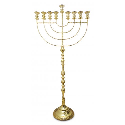 Jumbo Size Chanukah Menorah for Public Places, Gleaming Gold Brass - 58 Inches
