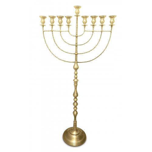 Jumbo Size Chanukah Menorah for Public Places, Gleaming Gold Brass - 58 Inches