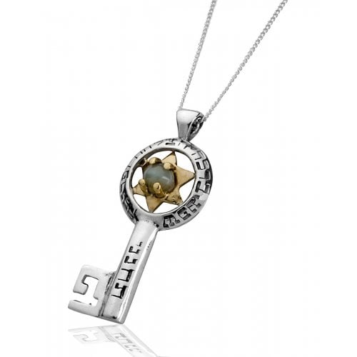Kabbalah Pendant with Chrysoberyl for Prosperity and Blessing by HaAri