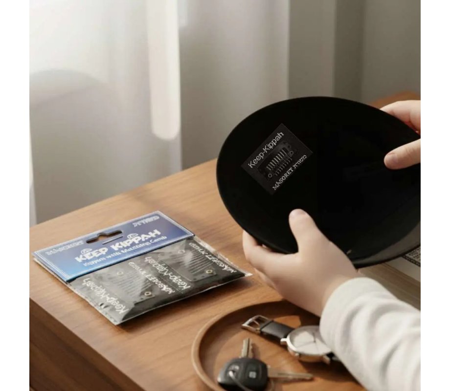 Keep Your Kippah On Your Head, Hidden Clip with 3M Sticker