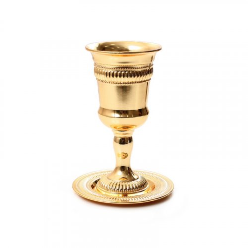 Kiddush Cup on Stem with Regency Design - Gold Color