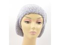 Knitted Women's Snood Beret with Inner Elastic Drawstring - Gray with Silver