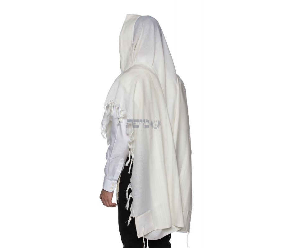 LaMenatzeach Victory Wool Tallit Non Slip Prayer Shawl - Pure White
