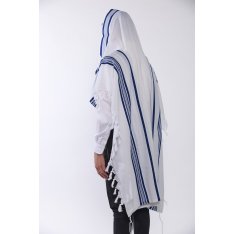 LaMenatzeach Victory Wool Tallit Non Slip Prayer Shawl - Royal Blue