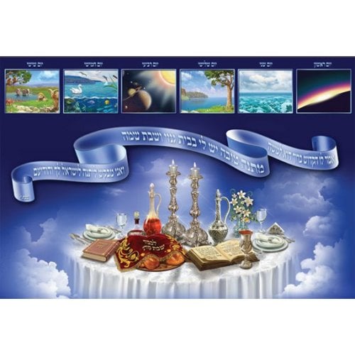 Laminated Colorful Wall Poster - Shabbat and Seven Days of Creation