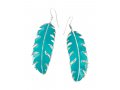 Large Turquoise Paradisaea Feather Earrings