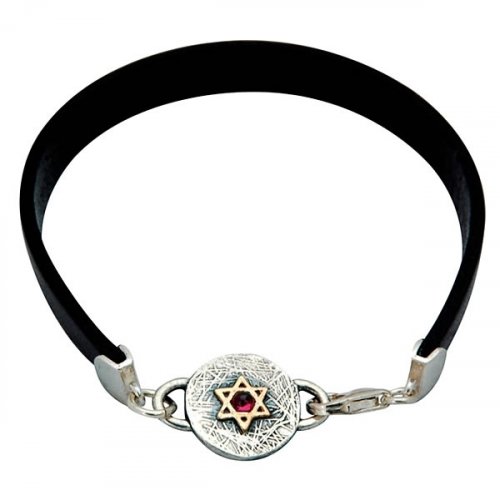 Leather Ana BeKoach Jewish Bracelet by Golan Studio