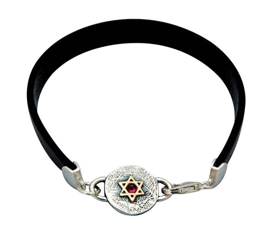 Leather Ana BeKoach Jewish Bracelet by Golan Studio
