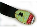 Leather Belt with Enamel Bird Buckle by Iris Design