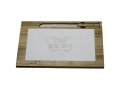 Light Brown Wood Challah Board with White Marble Plaque - Comes with Knife