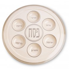 Lightweight Melamine Passover Seder Plate - White and Silver Classic Design